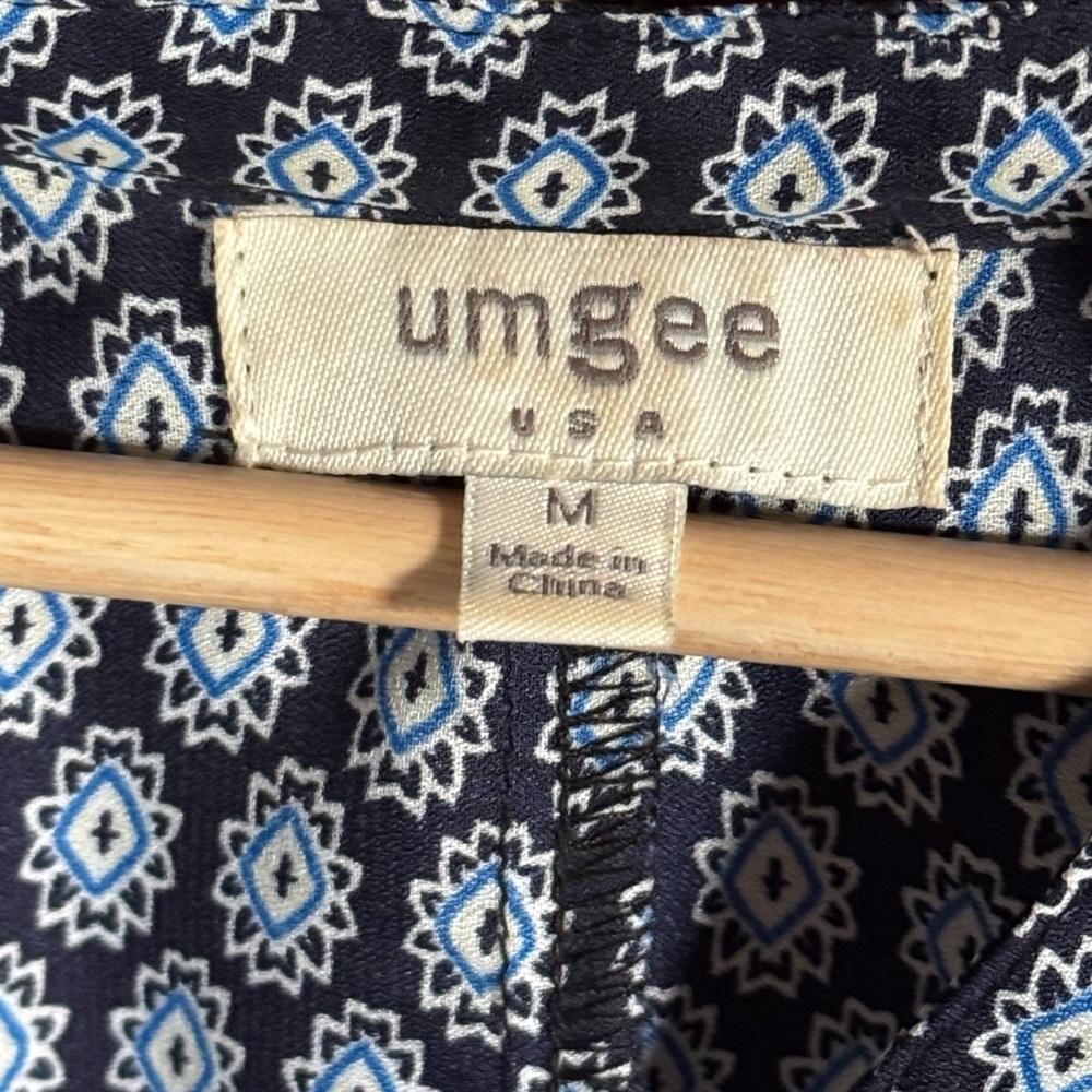 Umgee Blue , Pink and White Mandarin Collar Buttoned Mini Dress /Coverup - Picture 3 of 6